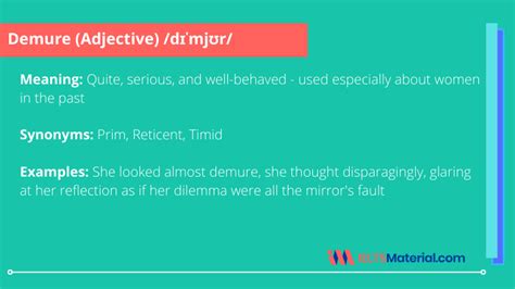 DEMURE Definition & Usage Examples .